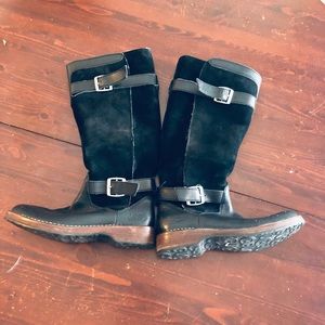 Ugg Dunwich fleece black riding boots buckle 6